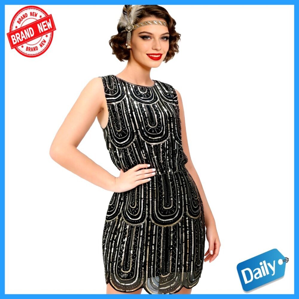 Vintage Sequin Flapper Dress 1920s Gatsby Party Night Out